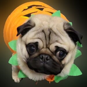Dog Halloween costume jack-o-lantern